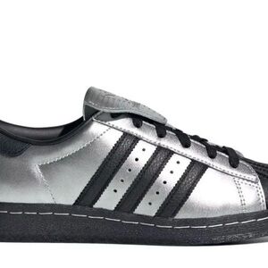 Adidas Men's Metallic Silver and Black Sneakers